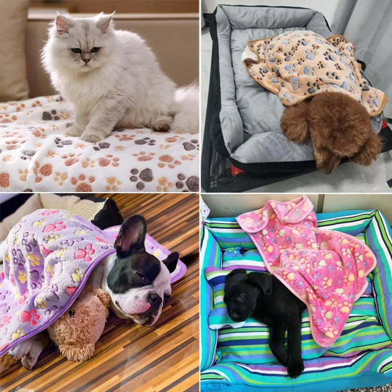 Dog Bed Mat Blanket Soft Fluffy Pet Blanket Cute Paws/Elephant Pattern Pet Travel Mat Warm Comfortable Blanket for Cat Dogs