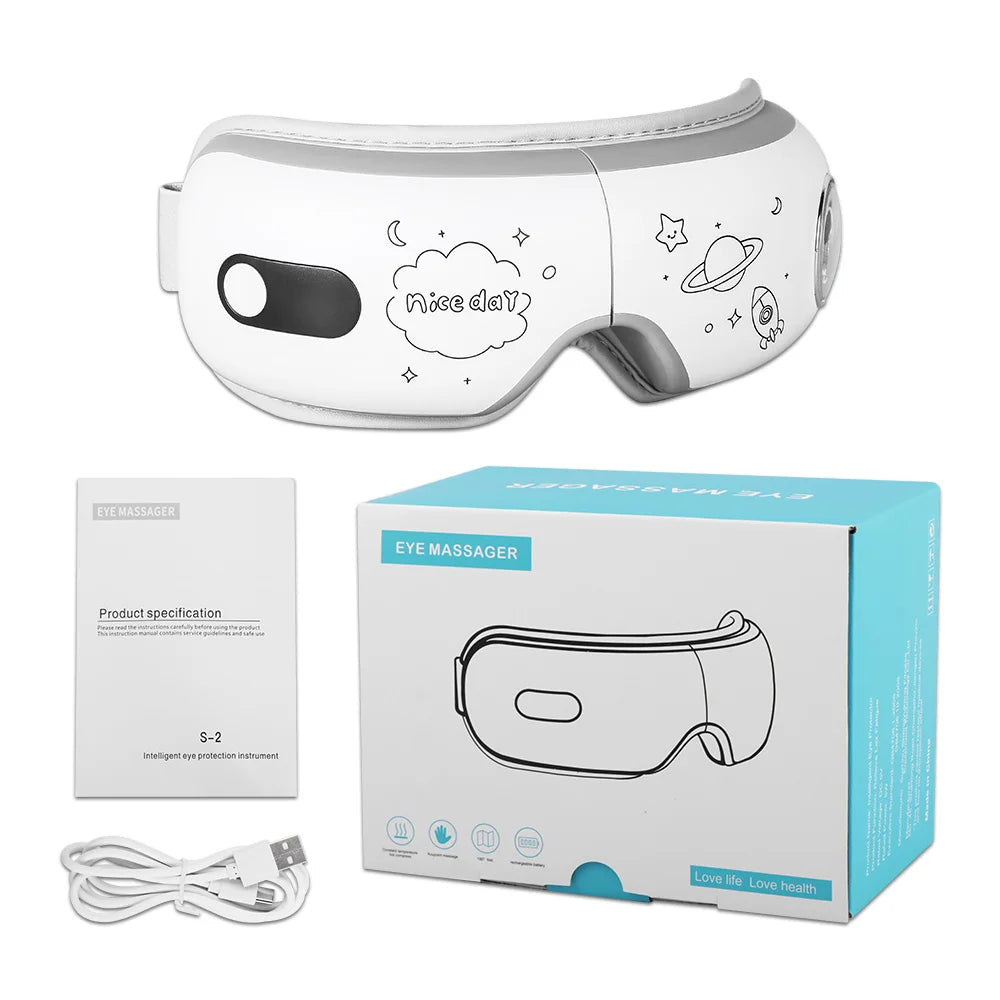 Eye Massager 6D Smart Airbag Vibration Bluetooth Eye Care Instrument Hot Compress Bluetooth Eye Massage Glasses Fatigue Pouch