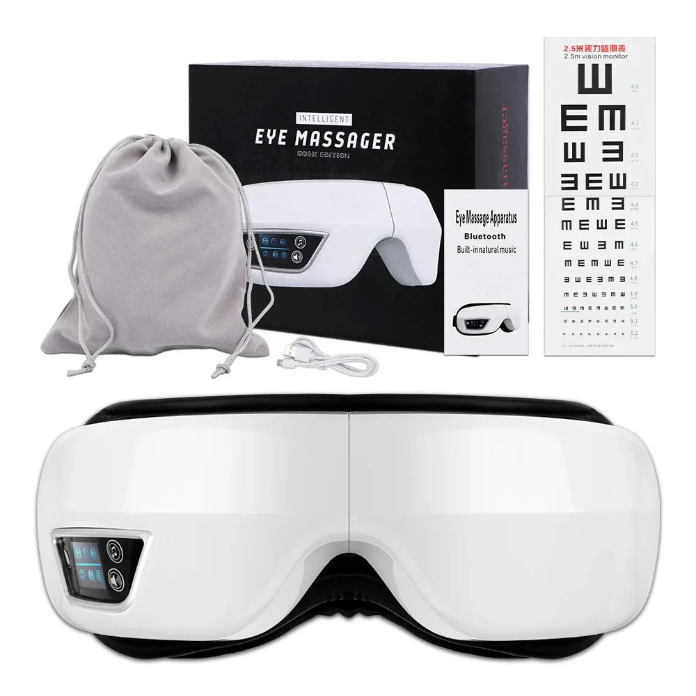 Eye Massager 6D Smart Airbag Vibration Bluetooth Eye Care Instrument Hot Compress Bluetooth Eye Massage Glasses Fatigue Pouch