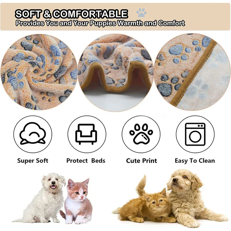 Dog Bed Mat Blanket Soft Fluffy Pet Blanket Cute Paws/Elephant Pattern Pet Travel Mat Warm Comfortable Blanket for Cat Dogs