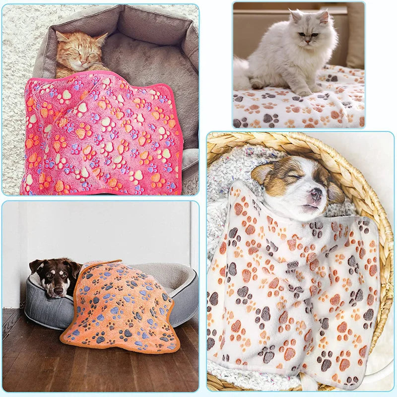 Dog Bed Mat Blanket Soft Fluffy Pet Blanket Cute Paws/Elephant Pattern Pet Travel Mat Warm Comfortable Blanket for Cat Dogs